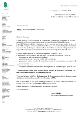 Courrier ecole Mission Eau 1