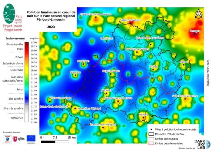 carte de pollution lumineuse 2023 VF
