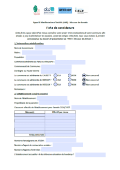 Fiche de candidature